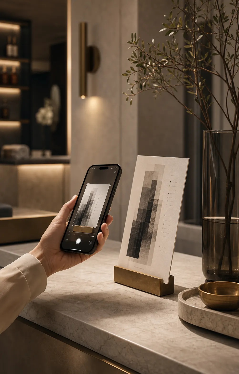 A beauty operator checking a booking flow on a mobile phone