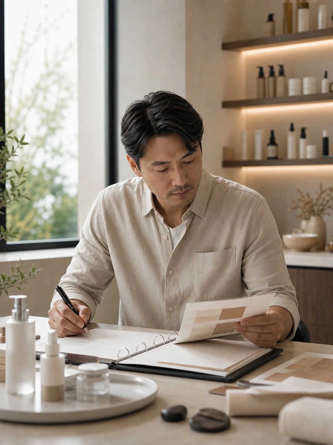 Wellness provider studying client education and program materials