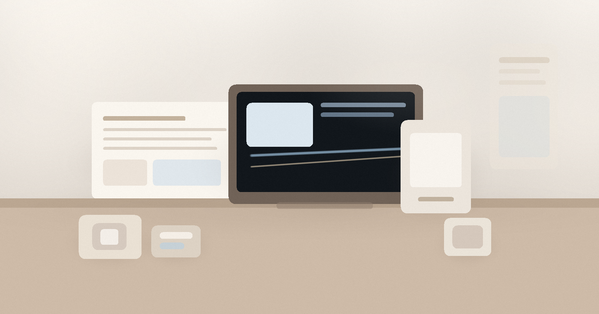 Bone-toned beauty operator workspace with reports, tablet, and unlabeled skincare bottles.