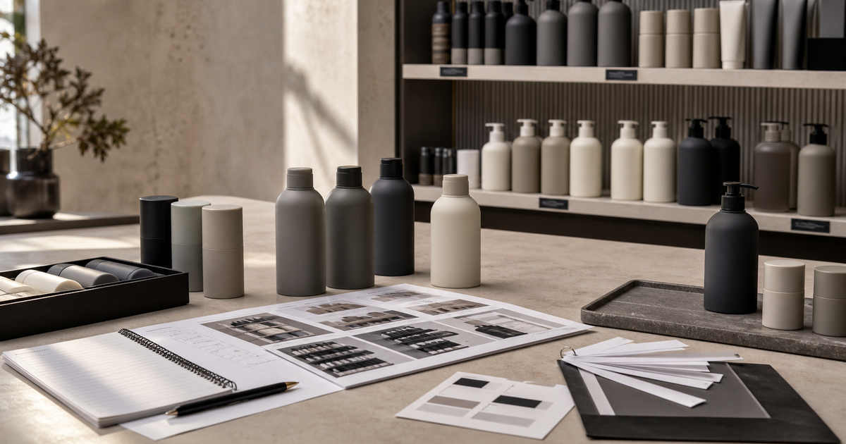 Unlabeled men's care products and planogram cards for Onside's Target retail analysis